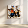 Bold Jazz Wall Art Canvas Print with trumpet and saxophone motifs inspired by the rhythm and complexity of Giant Steps.