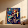 Vibrant Music Wall Art Canvas Print portraying the soulful energy of Carlos Santana, a must-have for guitar and rock fans.