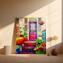 Colorful New Orleans French Quarter Architecture Art Print of a classic French-style building surrounded by lush garden touches.