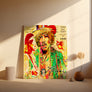 Limited edition Rock Legend Canvas Art Print with Jimi Hendrix tribute artwork, ideal for music room or retro-themed décor.