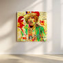 Striking Rock Legend Canvas Art Print of Jimi Hendrix concert ticket, celebrating rock history with bold colors and vintage flair.