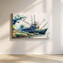 Coastal-themed Nautical Wall Art Canvas Print showcasing the iconic Shrimp Boat Morgan in serene harbor waters