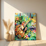 Jazz Wall Art Canvas Print with guitar-inspired visuals and botanical themes in a lively layout.
