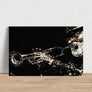 “Ashes 2 Ashes” Jazz Wall Art Canvas Print featuring symbolic jazz instruments honoring musical heritage and generational rhythm.