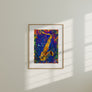 Dynamic Jazz Wall Art Saxophone Canvas Print showcasing a stylized saxophone inspired by Spyro Gyra’s Jay Beckenstein.