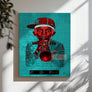 Music Wall Art Canvas Print featuring abstract trumpet design with embedded crossword puzzle clues inspired by jazz legends.