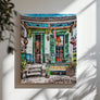 Colorful New Orleans Jazz Club Art Print showcasing historic Frenchmen Street architecture and performers.