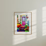 New Orleans French Quarter Architecture Art Print showcasing pastel-colored shutters and classic ironwork balcony of a historic residence.