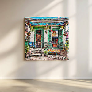 Jazz-inspired New Orleans Jazz Club Art Print featuring bohemian bar culture on Frenchmen Street.