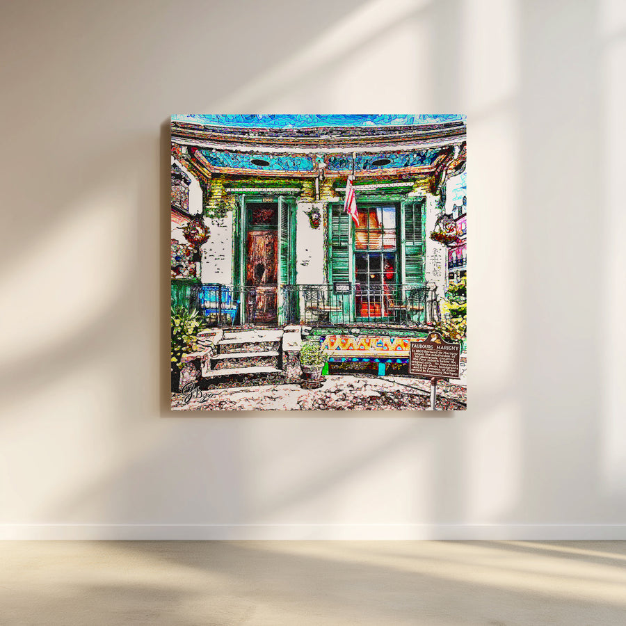 Jazz-inspired New Orleans Jazz Club Art Print featuring bohemian bar culture on Frenchmen Street.