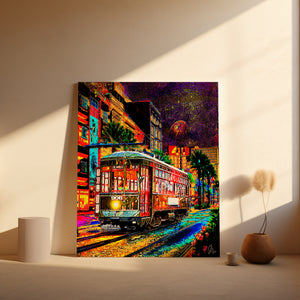 Artistic New Orleans Streetcar Art Print portraying the romantic legacy of Tennessee Williams’ classic setting