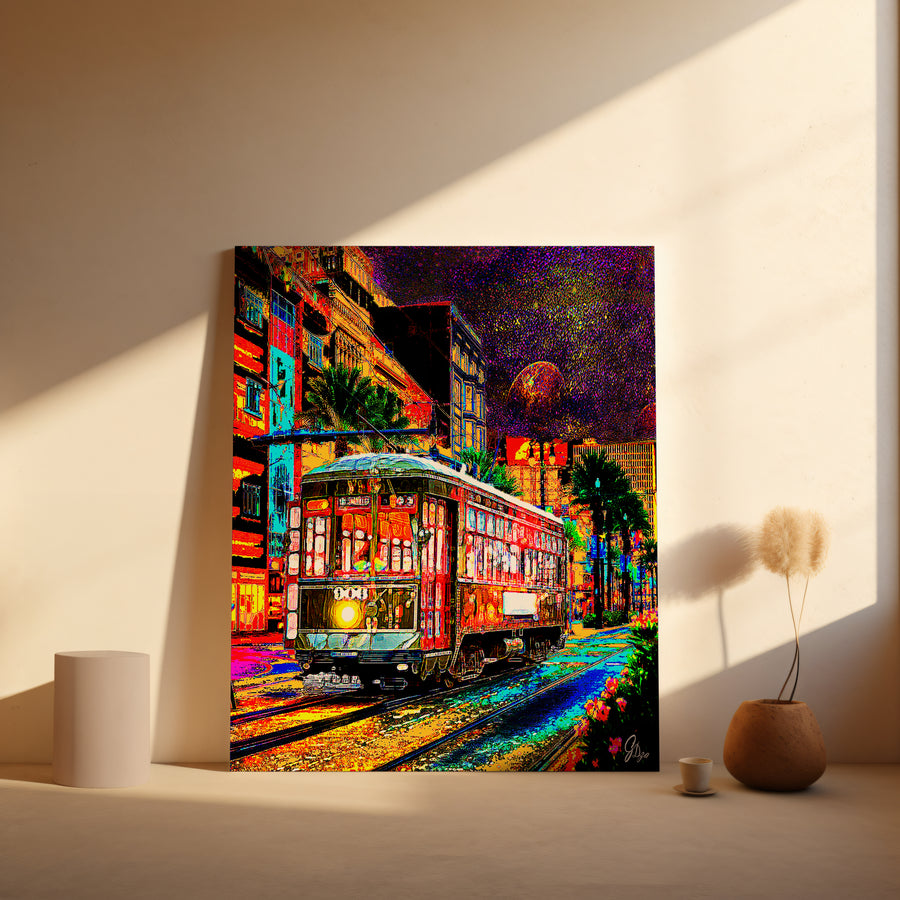 Artistic New Orleans Streetcar Art Print portraying the romantic legacy of Tennessee Williams’ classic setting