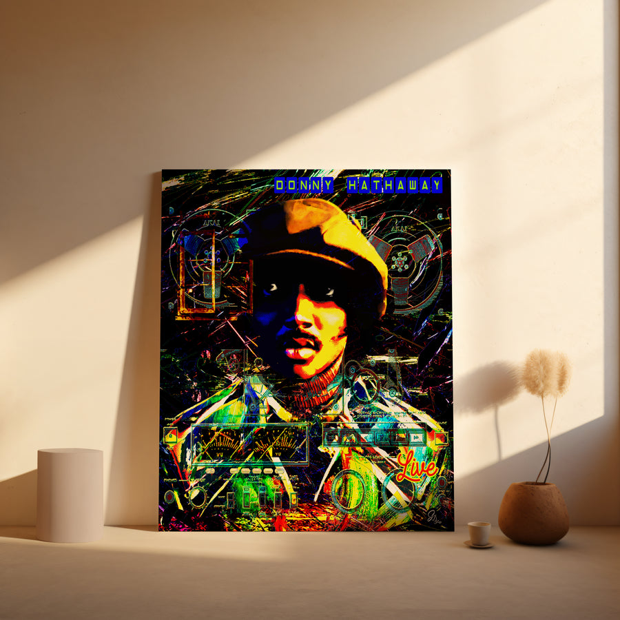 Elegant Soul Music Wall Art Canvas Print of Donny Hathaway Live, blending rich tones and nostalgic energy for your music-themed space.