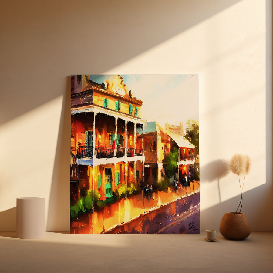 Authentic New Orleans Wall Art Canvas Print displaying Decatur Street’s historic beauty, perfect for lovers of Crescent City culture.