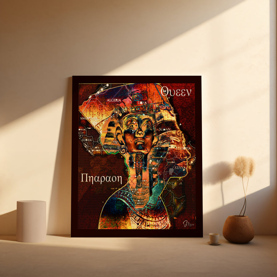Gallery-wrapped Nefertiti Egyptian Queen Canvas Print perfect for adding African royalty-inspired elegance to your home decor
