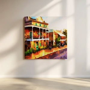 New Orleans Wall Art Canvas Print featuring Decatur Street’s historic charm, showcasing French Quarter architecture and lively street scenes in vivid detail.
