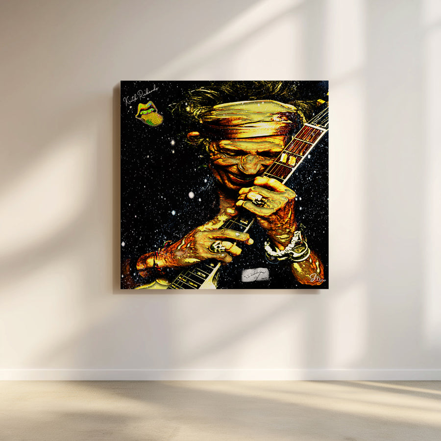 Rock and Roll Wall Art Canvas Print – Keith Richards Guitar Legend Decor