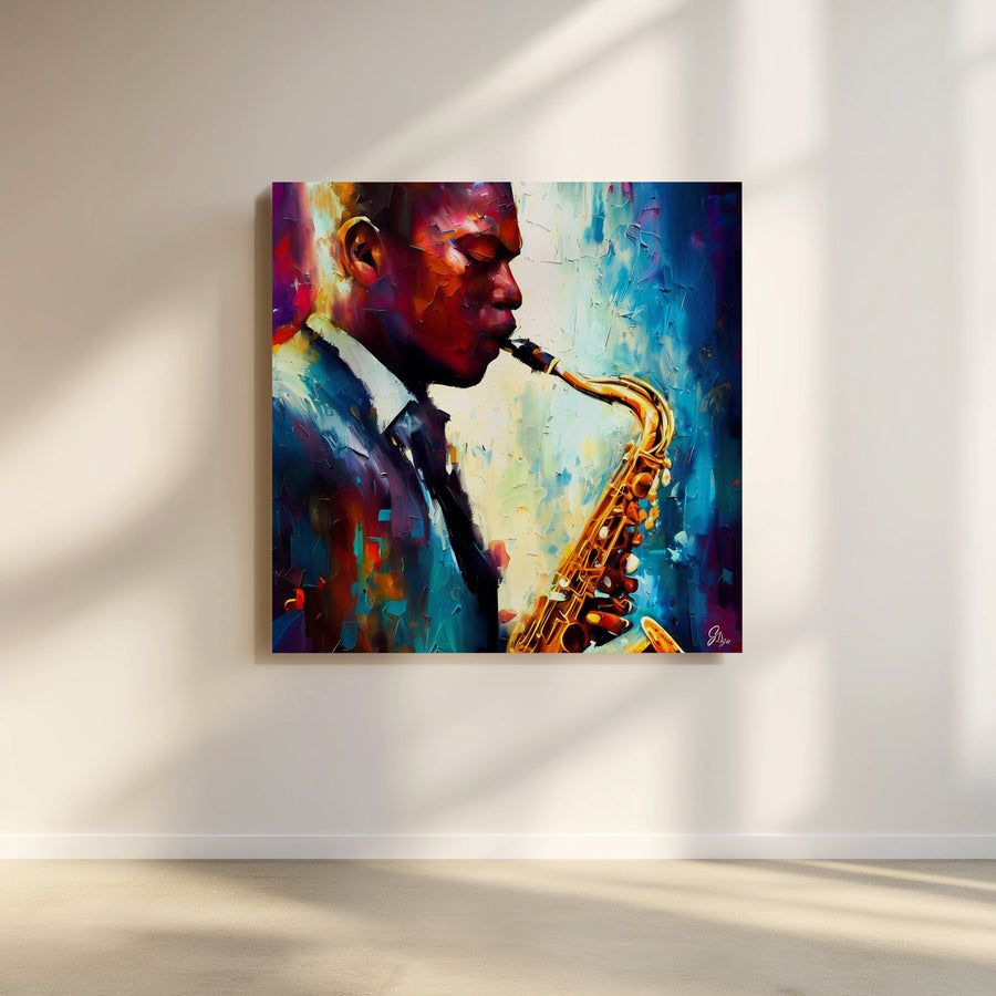 Ornette Coleman Jazz Saxophone Canvas Print capturing his improvisational spirit, designed for music-themed home or office decor.