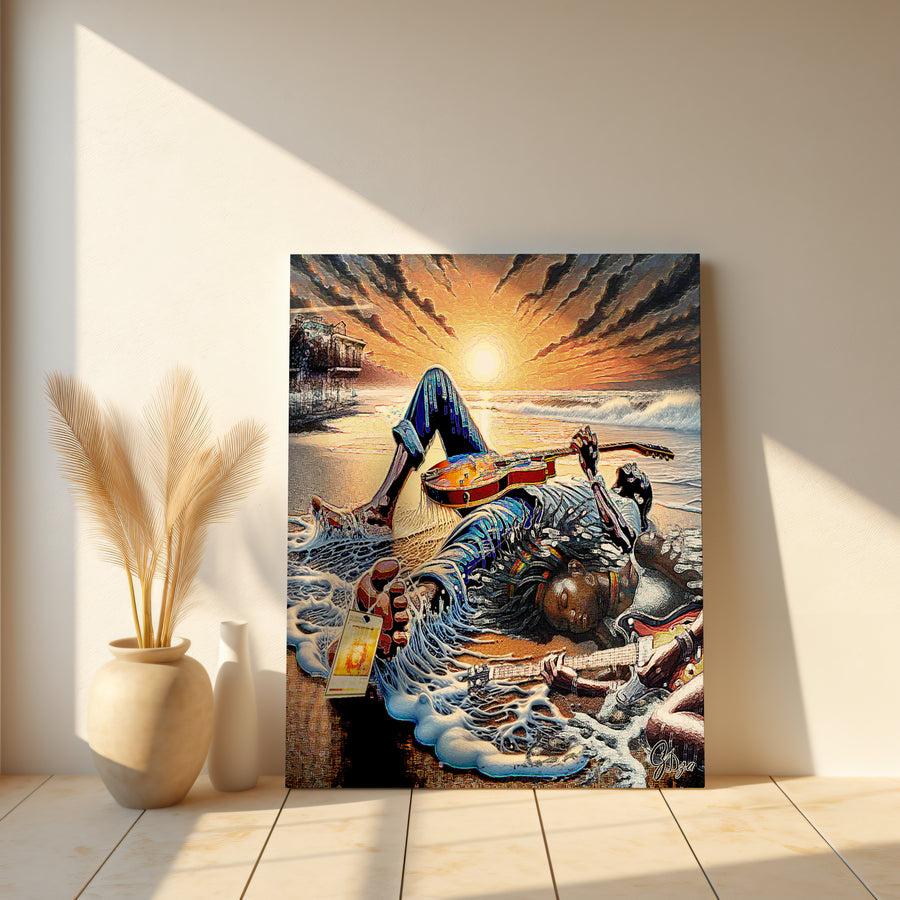 Artistic Music Wall Art Canvas Print inspired by the lyrical storytelling of “Killing Me Softly,” ideal for contemporary home decor.