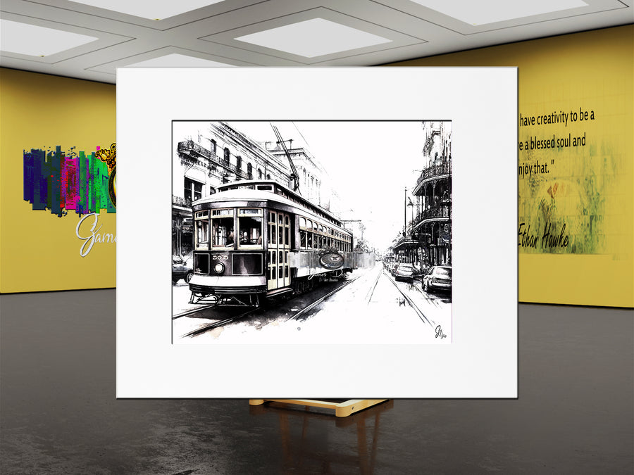 Black & White Streetcar – New Orleans Canvas Print