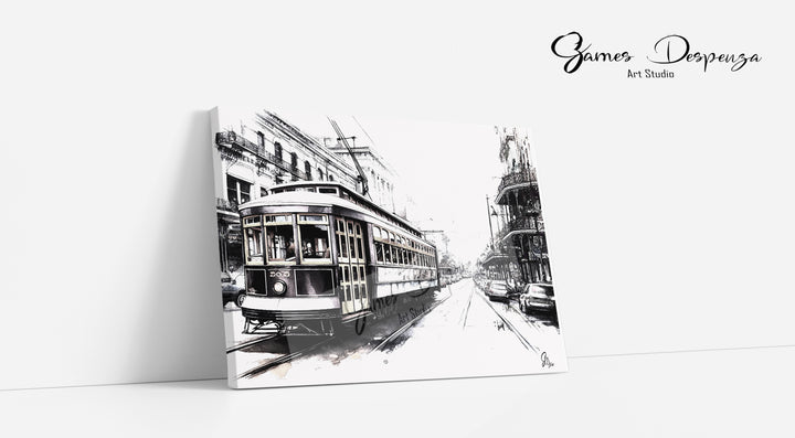 Black & White Streetcar – New Orleans Canvas Print