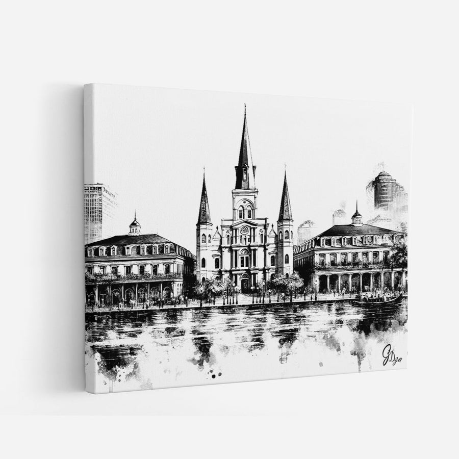 Cathedral's View – Black and White Cathedral Wall Art Canvas Print