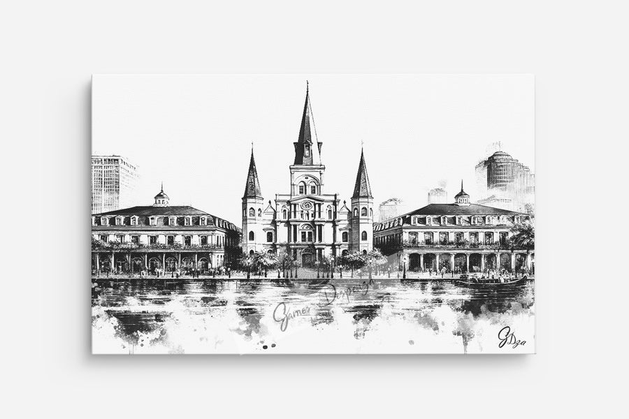 Cathedral's View – Black and White Cathedral Wall Art Canvas Print