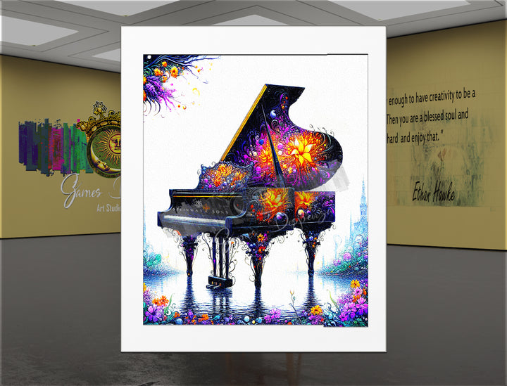 Piano Wall Art Canvas Print – “Garden Hall Piano Company” Vintage Music Decor