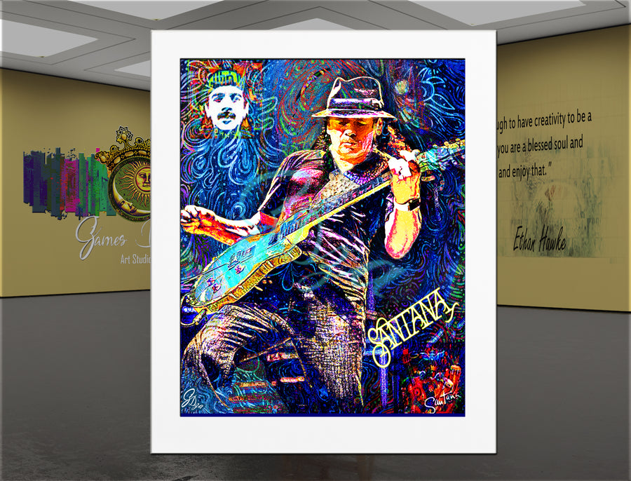 Music Wall Art Canvas Print – Carlos Santana Guitar Legend Decor