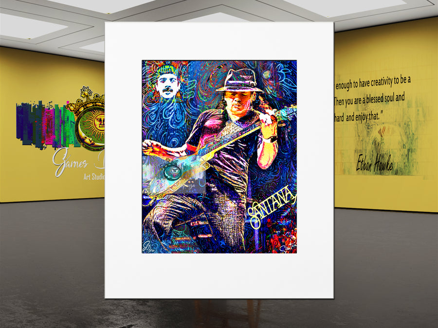 Music Wall Art Canvas Print – Carlos Santana Guitar Legend Decor
