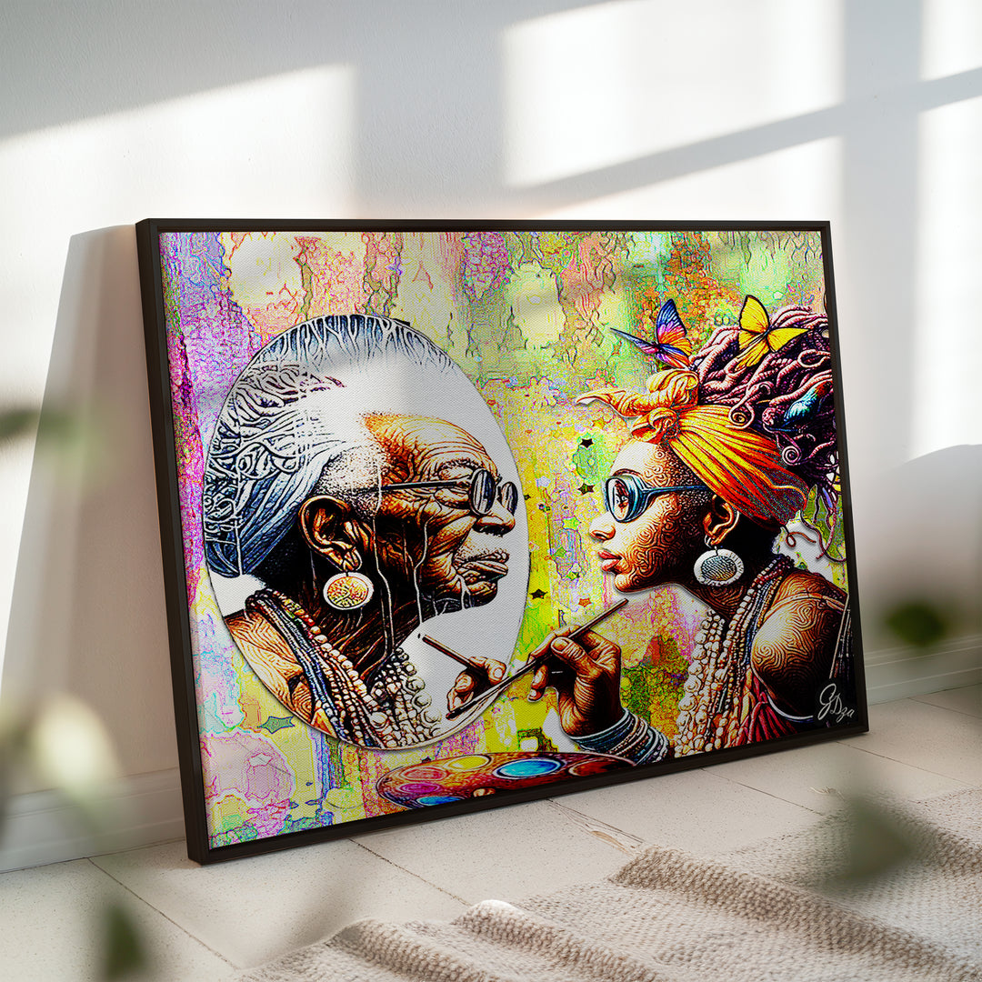 A Generation African American Wall Art Canvas Print Side View Black Frame