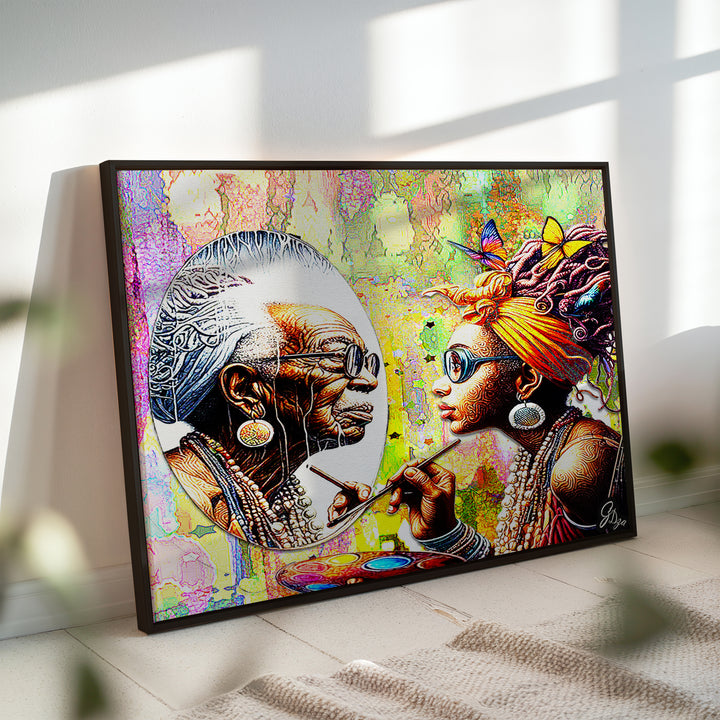 A Generation African American Wall Art Canvas Print Side View Black Frame