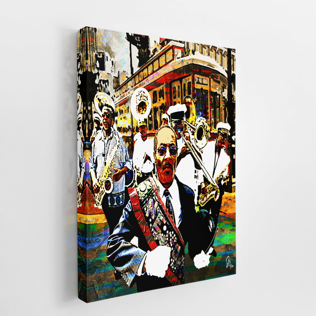 Algiers Brass Band New Orleans Wall Art Canvas Print Side View Wrapped