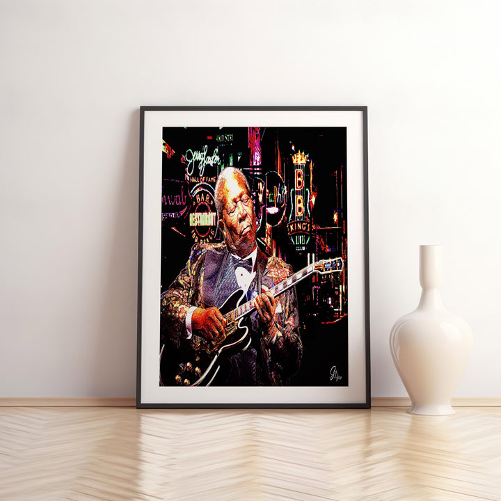 B. B. King Music Wall Art Canvas Print Front View Matted