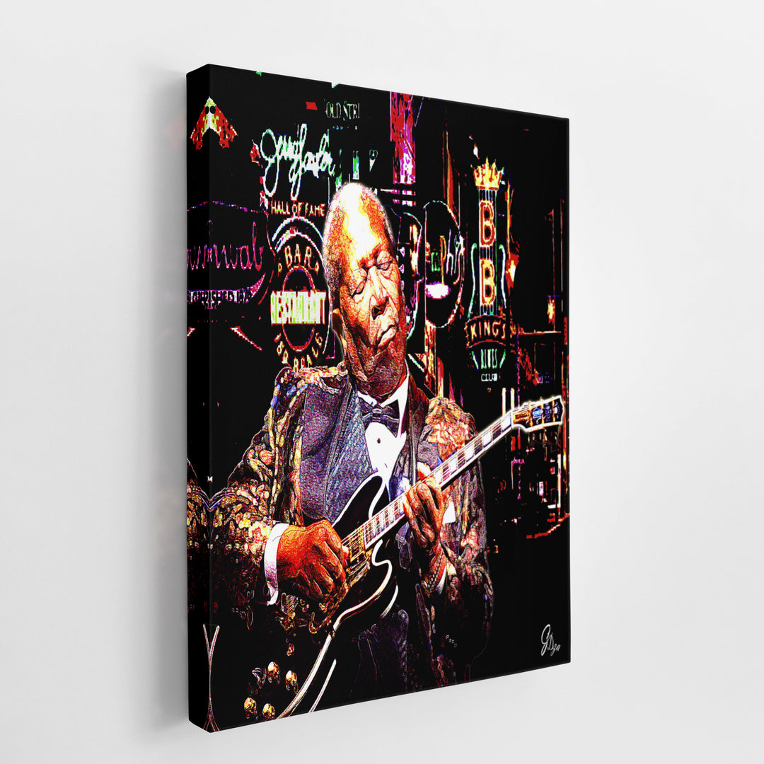 B. B. King Music Wall Art Canvas Print Side View Wrapped