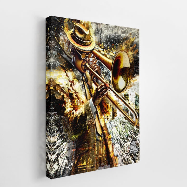 Brass-A-Holic Music Wall Art Canvas Print Side View Wrapped