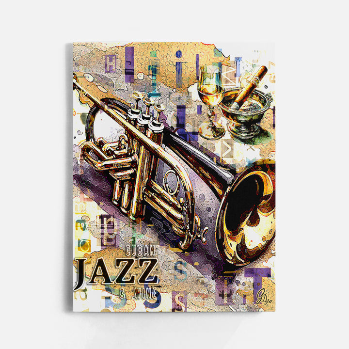 Cuban Jazz Trumpet Music Wall Art Canvas Print Side View Wrapped