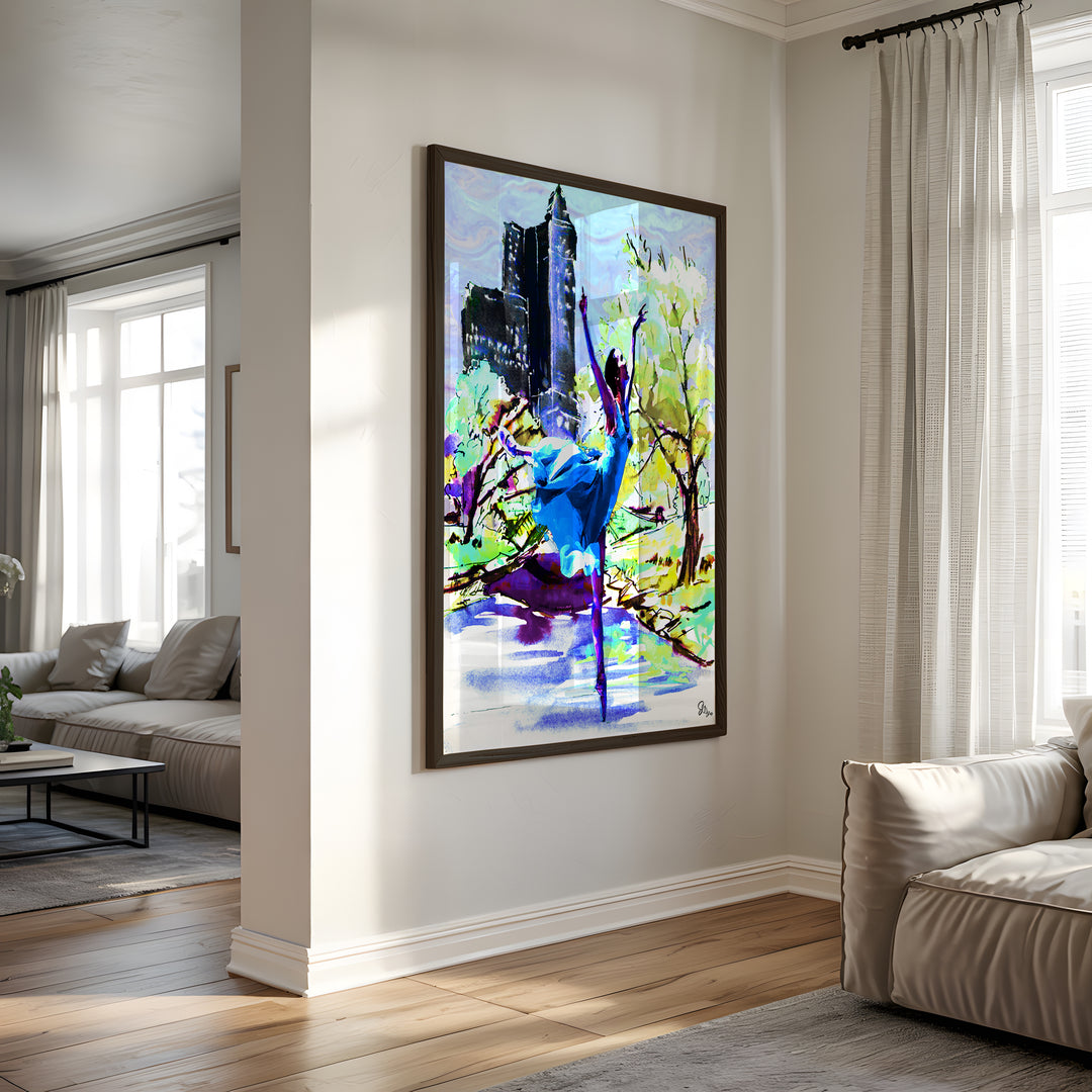 Dance in the Park Dance Wall Art Canvas Print Side View Black Frame