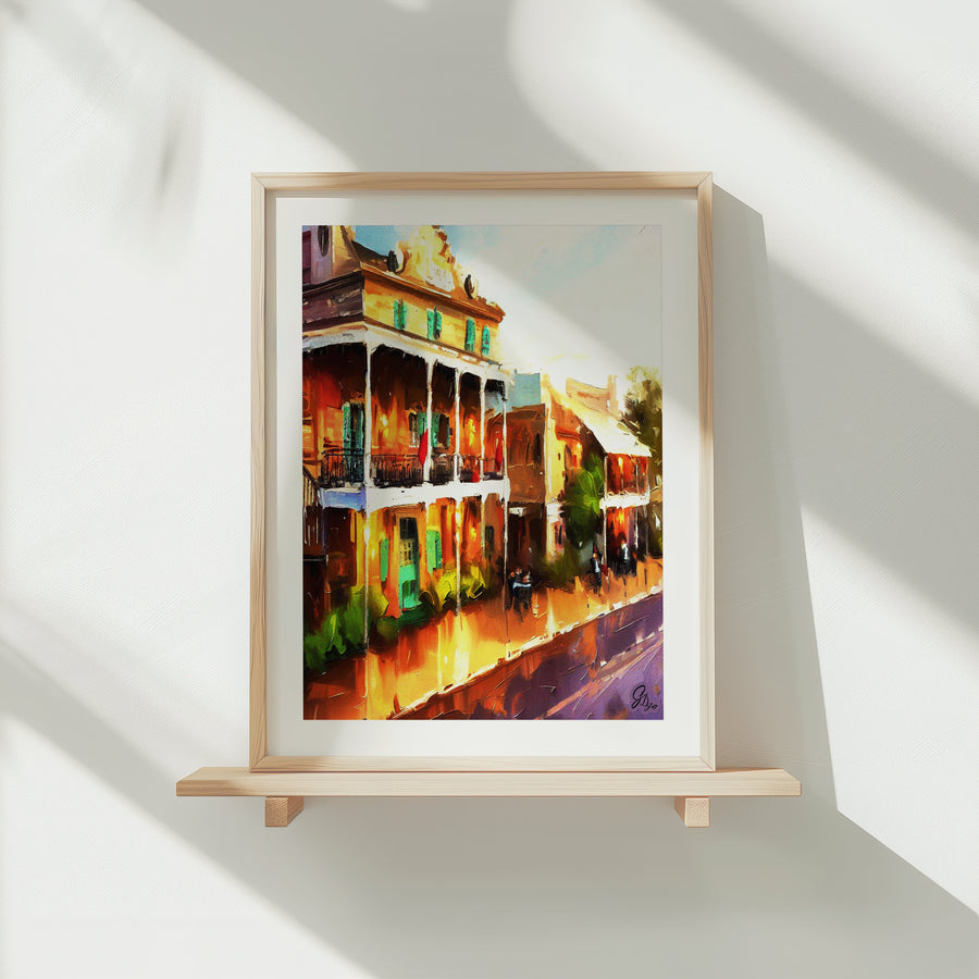 Decatur Street New Orleans Wall Art Canvas Print highlighting the charm of the French Quarter’s architecture and cultural vibrance.