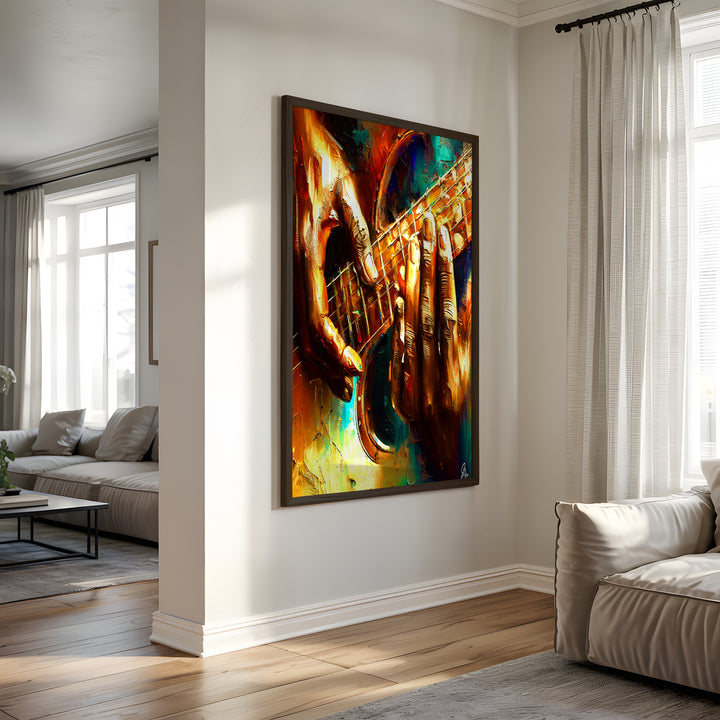 Earl Klugh Music Wall Art Canvas Print Side View Black Frame