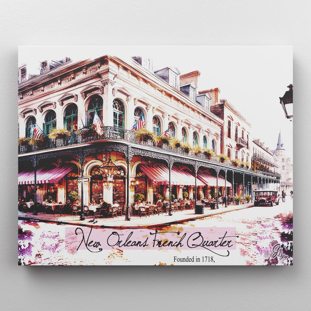 Founded in 1718 Series 1 New Orleans Wall Art Canvas Print Front View Wrapped
