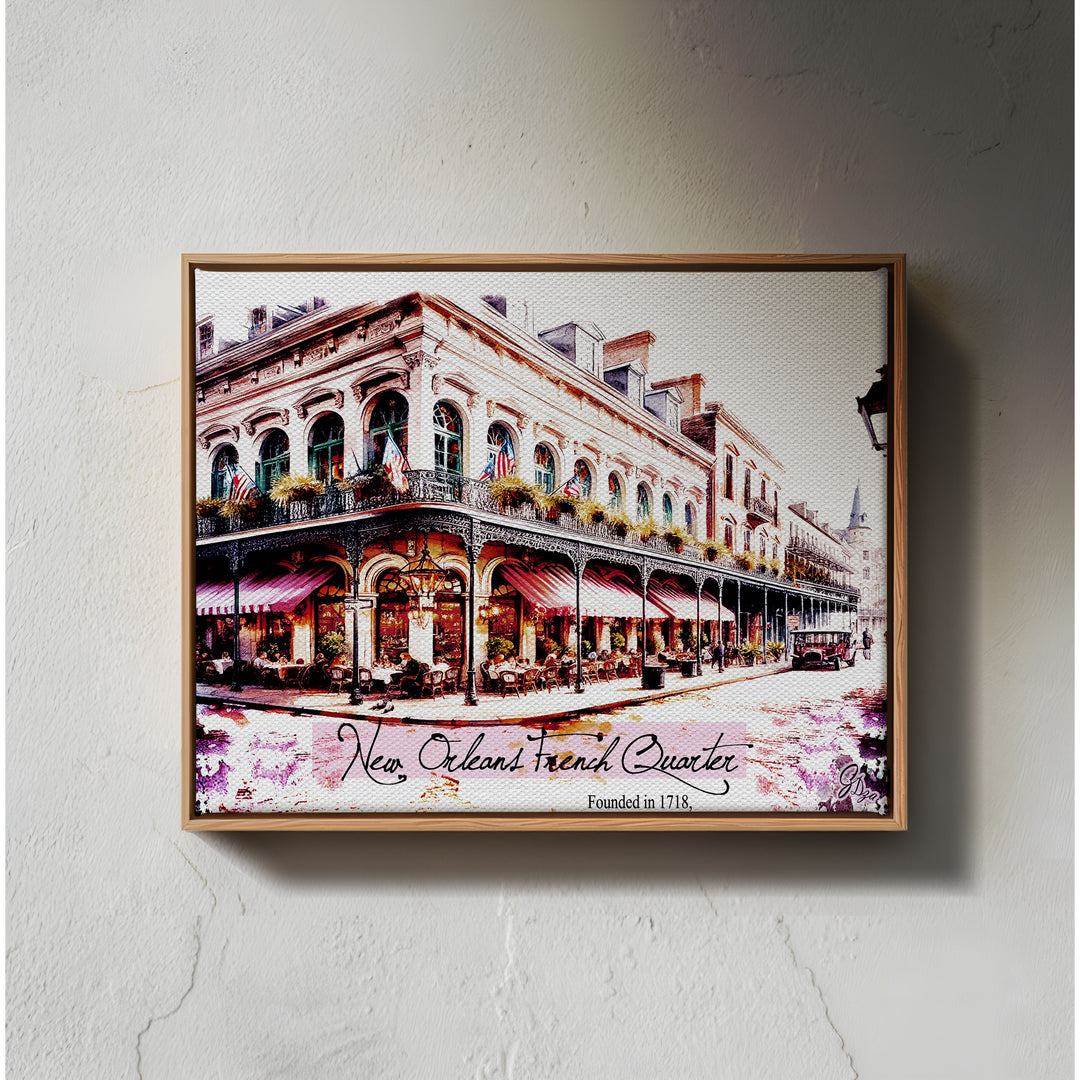 Founded in 1718 Series 1 New Orleans Wall Art Canvas Print Front View Floating Frame