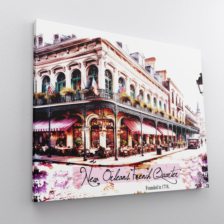 Founded in 1718 Series 1 New Orleans Wall Art Canvas Print Side View Wrapped