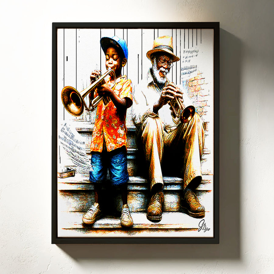 Giant Steps Music Wall Art Canvas Print Front View Floating Frame