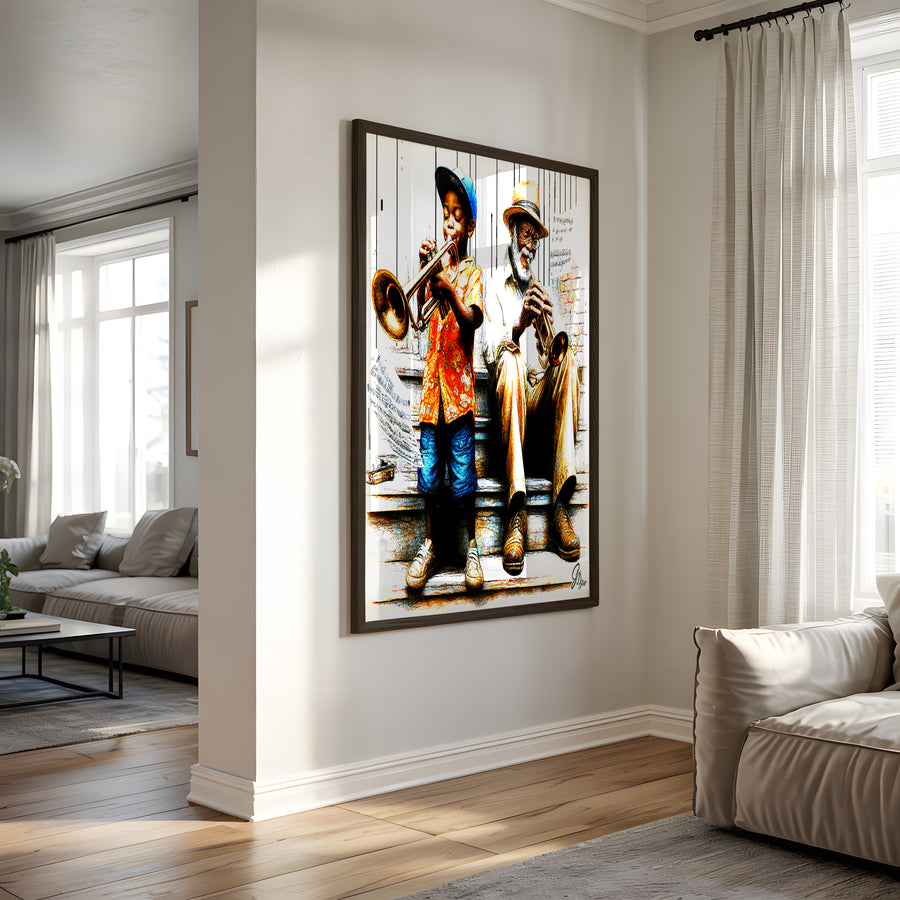 Giant Steps Music Wall Art Canvas Print Side View Black Frame