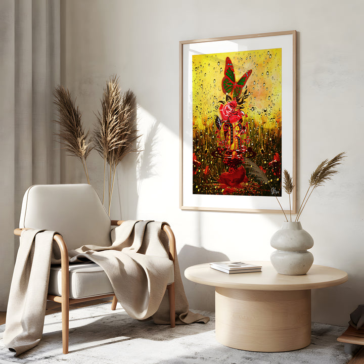 Harlem Rose African American Wall Art Canvas Print Side View Gold Frame