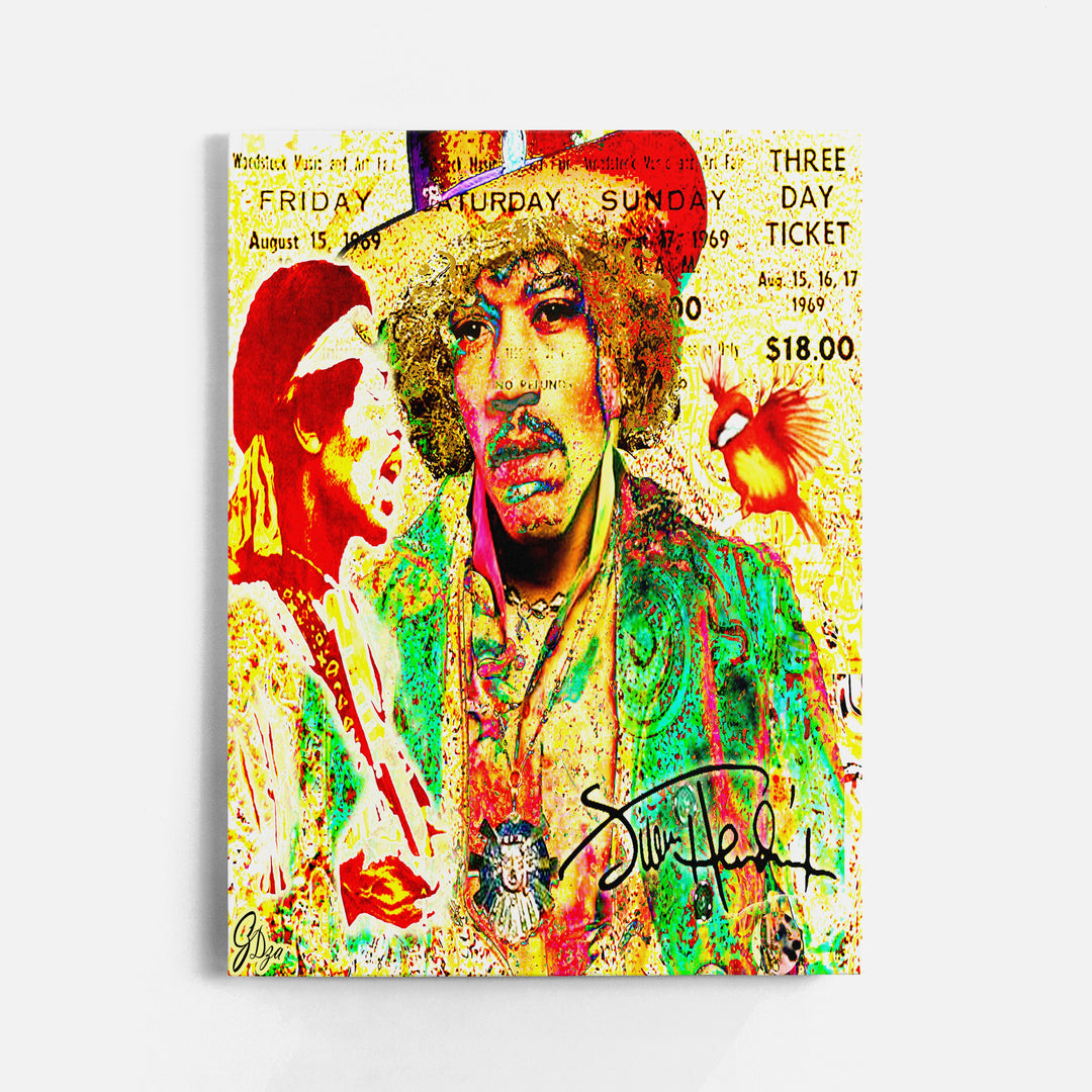 Jimi Hendrix Music Wall Art Canvas Print Front View Wrapped
