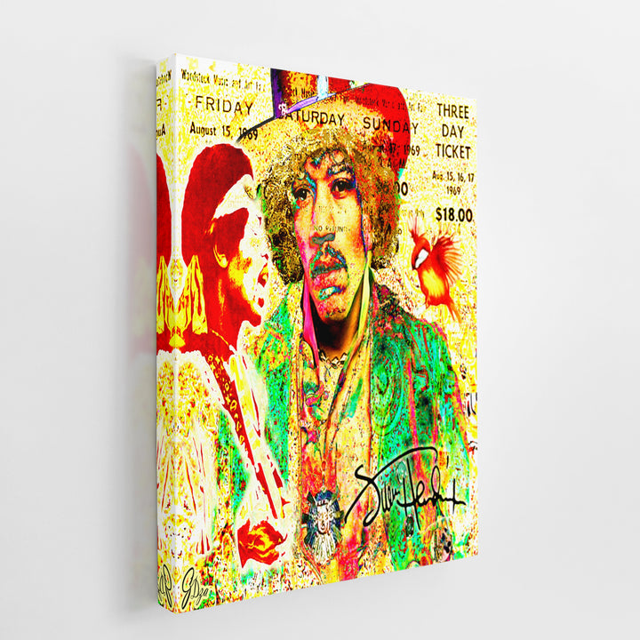 Jimi Hendrix Music Wall Art Canvas Print Side View Wrapped
