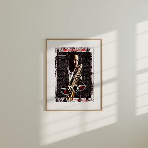 Jazz Wall Art Canvas Print of John Coltrane with abstract mathematical elements, symbolizing the complexity of his music.