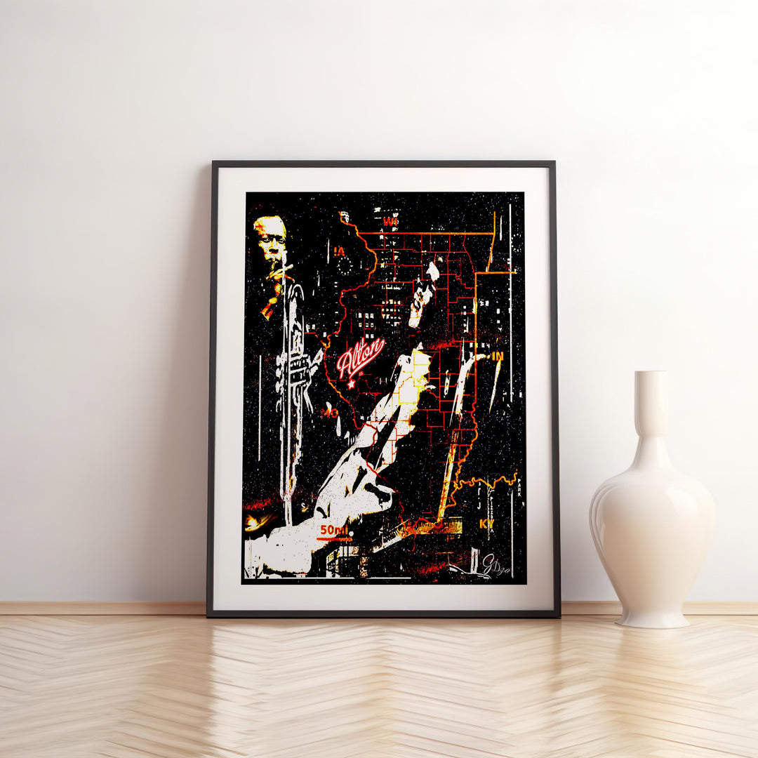 Miles Davis Music Wall Art Canvas Print Front View Matted